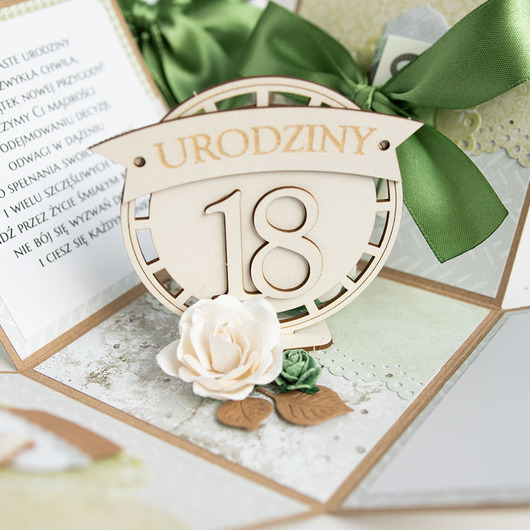 kartki scrapbooking 18 urodziny, exploding box, kartka 3d osiemnastka