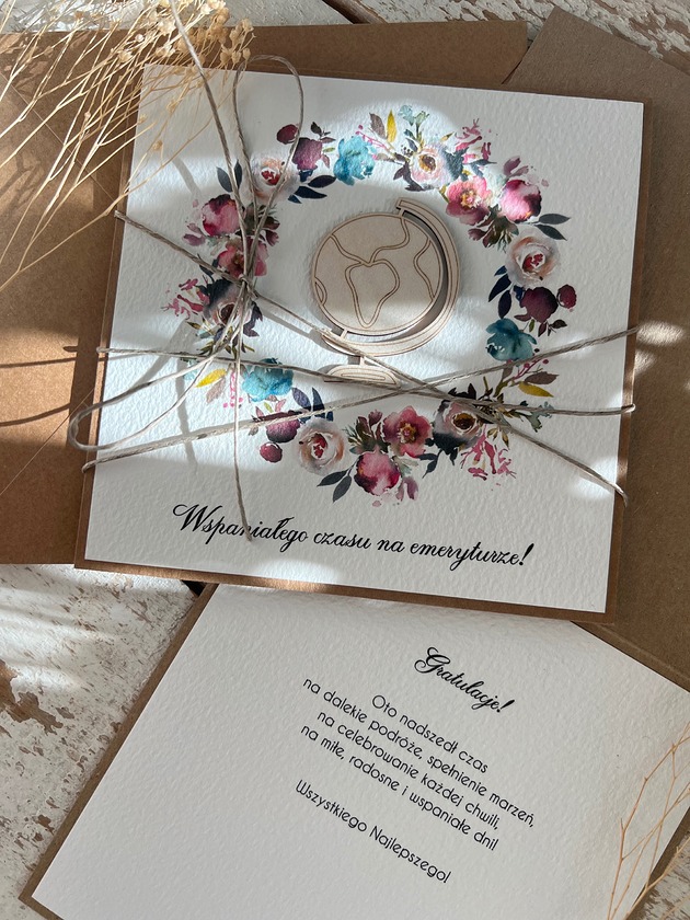 kartki scrapbooking Ręcznie robiona kartka na emeryturę