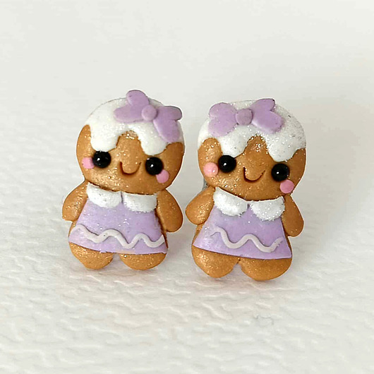 kolczyki z masy plastycznej Pastelowe kolczyki świąteczne