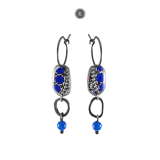 kolczyki z żywicy Kolczyki Blue Chain z jadeitem - długie