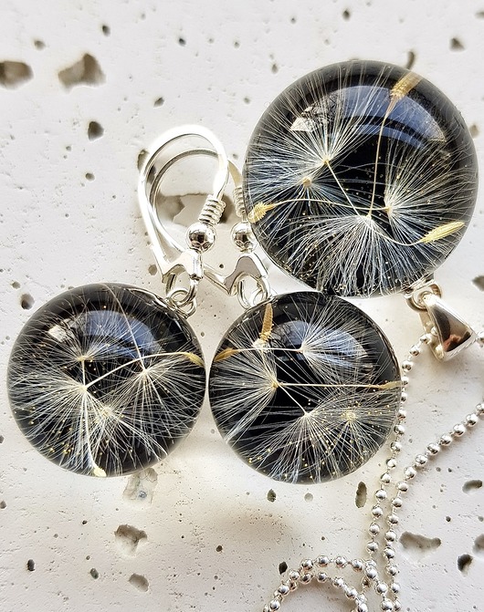 zestaw-dmuchawce w żywicy Grol Jewellery