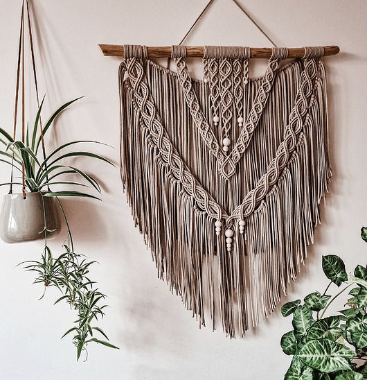 makramy Makrama boho Sigrida - lniany beż