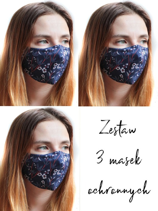 3szt. masek ochronnych-białe kwiaty Usunieta
