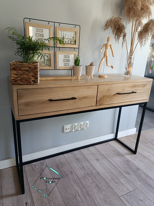 komody Dębowa konsola z szufladami - Sen