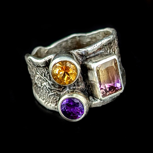 pierścionki srebrne Pierścionek ametryn z miodem i lawendą