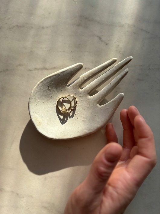 pojemniki na biżuterię Ceramiczna Łapka Handmade Talerzyk na Biżuterię Milky Romantic