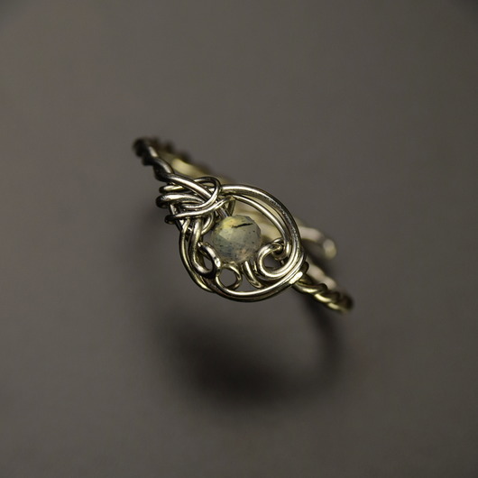 pierścionki - różne Pierścionek regulowany labradoryt wire wrapping