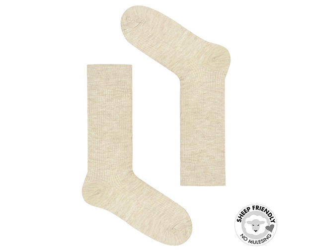 skarpetki męskie Skarpetki w prążki z wełny merino w kolorze Ecru 36-40