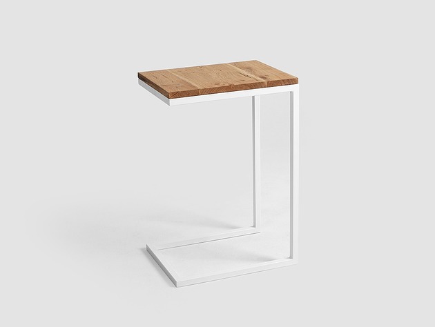 meble - stoły i stoliki - stoły Stolik boczny LUPE SOLID WOOD 30, biały minimalistyczny loftowy