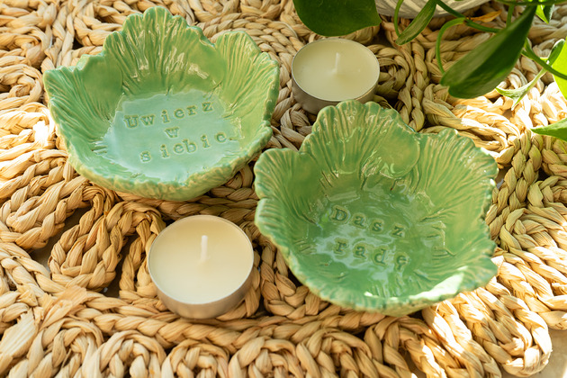 świeczniki i świece Ceramiczny świecznik na tealighty kpl 2 szt handmade