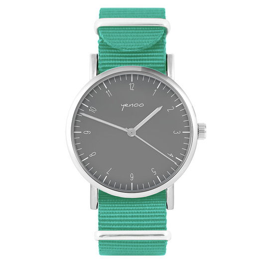 zegarki unisex Zegarek -  Simple szary  - turkusowy, nylonowy