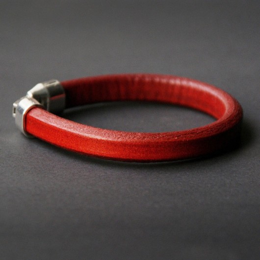 męska bransoletka : SKÓRA : copper red kaktusia