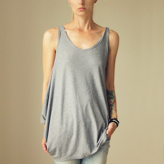 tuniki damskie Bluzka skrzydło na ramiączka szara