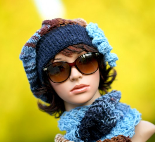 Komplet  - beret, komin " RAINBOW Viki " HERBE DESIGN