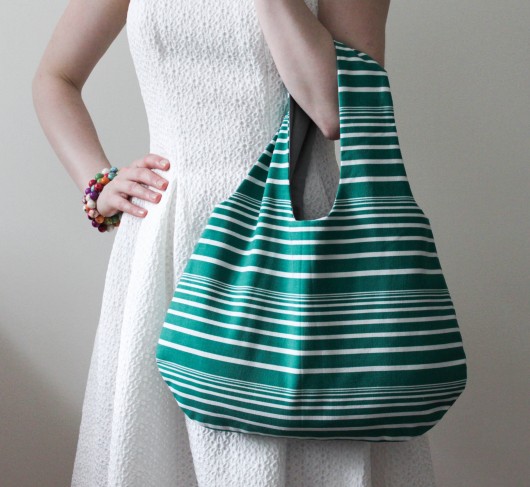 Eko torba na zakupy MINI GREEN STRIPES longredthread
