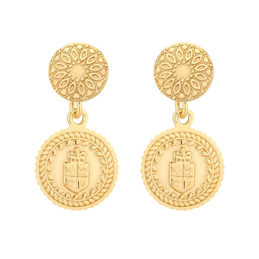 kolczyki pozłacane Złote kolczyki z  medalionami