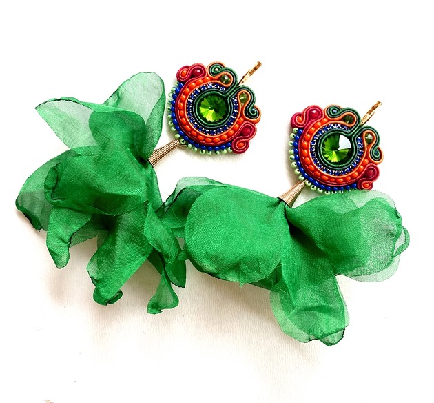 kolczyki soutache Sutaszowe kolczyki BRUGIA z kwiatami