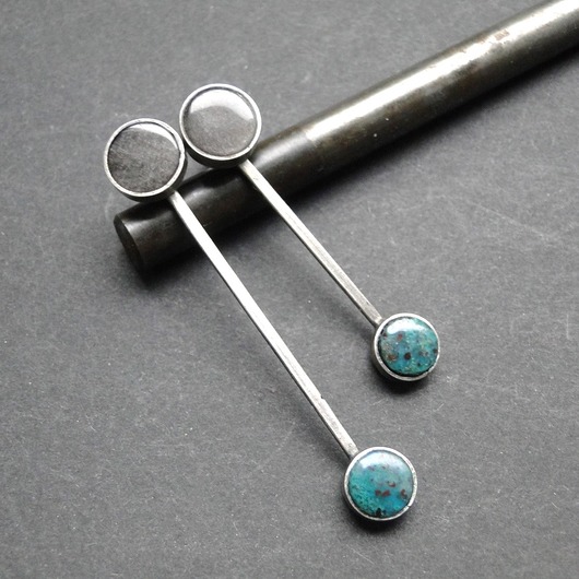 kolczyki srebrne Kolczyki srebrne 3w1 obsydian