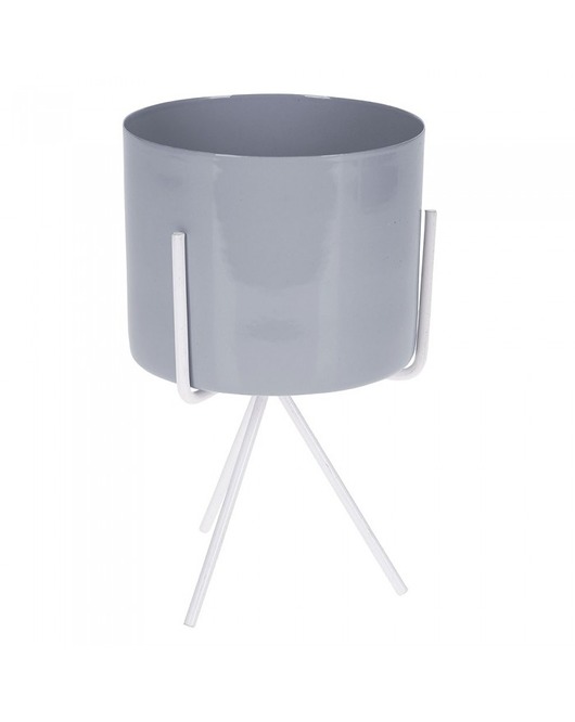 Kwietnik Metalowy Osłonka na Stojaku Szara 16 cm MIA home