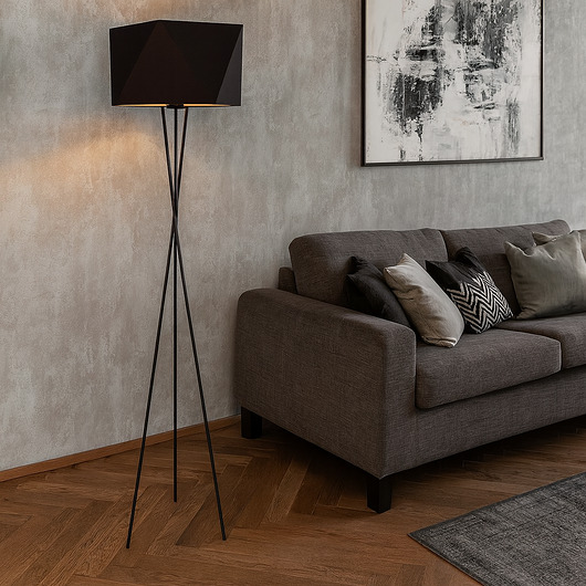 lampy podłogowe Designerska lampa podłogowa w stylu glamour DAKAR GOLD z abażurem