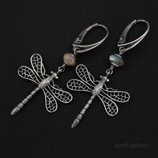 Ważki przy Labradorycie MAREMI Jewelry