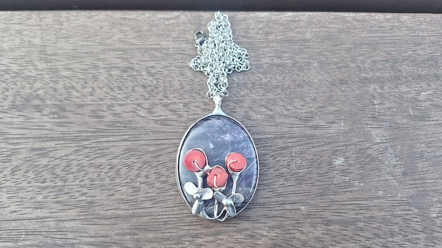 wisiory Ametyst z kwiatami - wisiorek