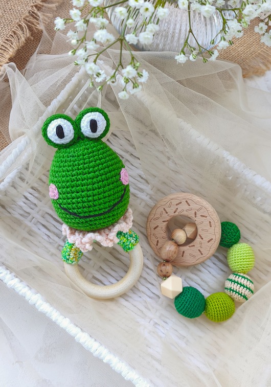 niemowlak - inne Zestaw gryzaków dla noworodka, Grzechotka żabka, Prezent dla maluszka