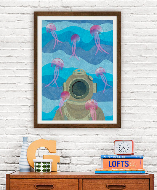 plakaty Nurek - Diver - plakat fine art 50x70 cm