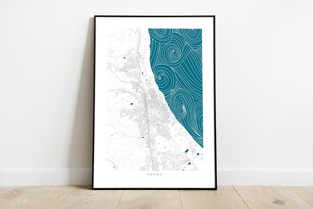 Plakat Sopot maps by P
