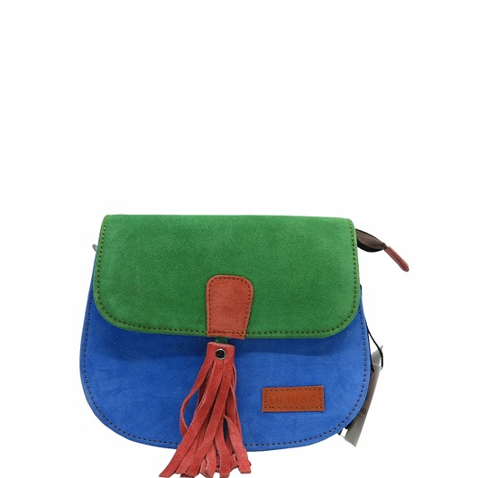 torby na ramię Torebka listonoszka zamszowa damska regulowany pasek kolorowa OLIVKA