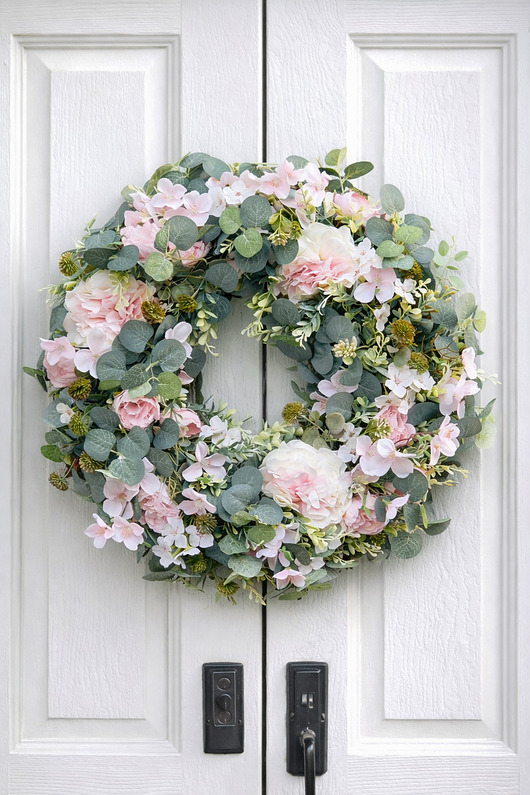 wianki wielkanocne Wianek sztuczny premium Romantyczny ogród 45 cm