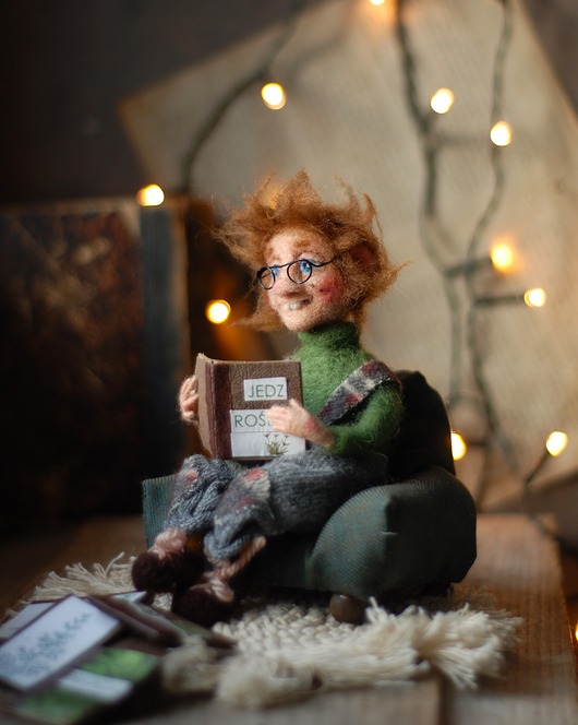 figurki i rzeźby Elf Mol Książkowy - Waldorf toys