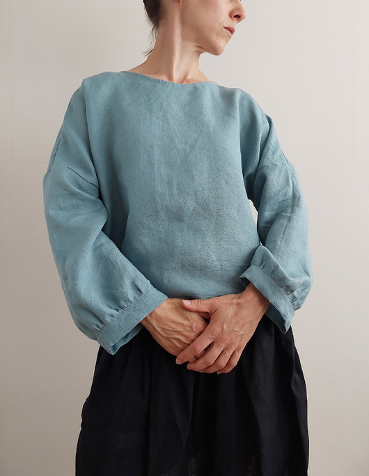 bluzki z długim rękawem damskie Bluzka "STAR_00" 100% len