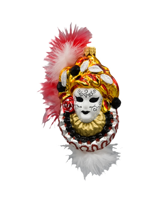 ozdoby choinkowe Bombka choinkowa: Maska karnawałowa z piórami: czerwona