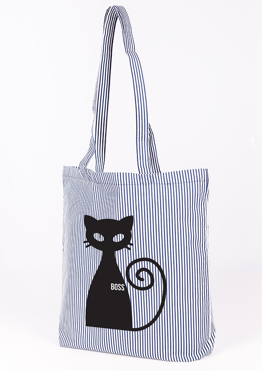 Torba bawełniana fullprint w paski- Kot boss AllbagAllprints