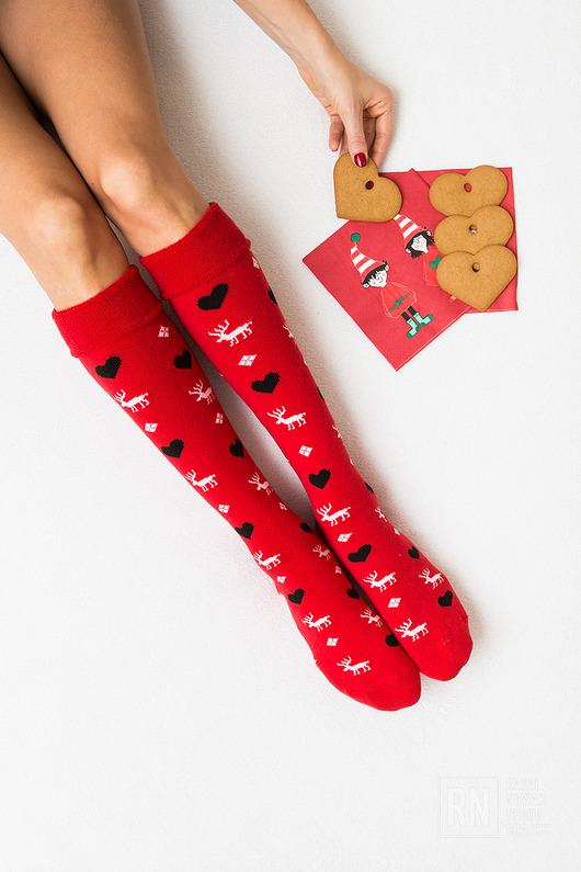 Ciepłe Skarpetki w renifery serduszka MAD Socks  MAD Socks