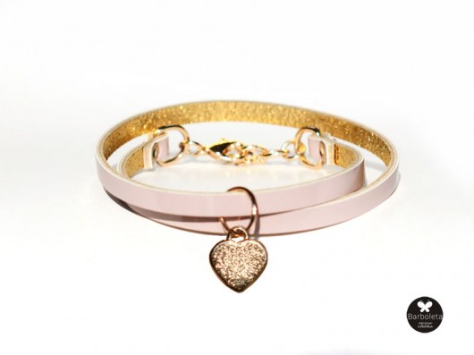 pink & gold bransoletka skórzana barboleta