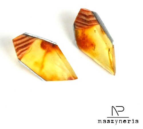 Wood&Amber Kolczyki sosnowe Maszyneria