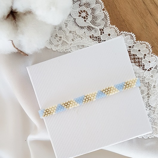 bransoletka trójkąty błękitno-srebrne LEI handmade 