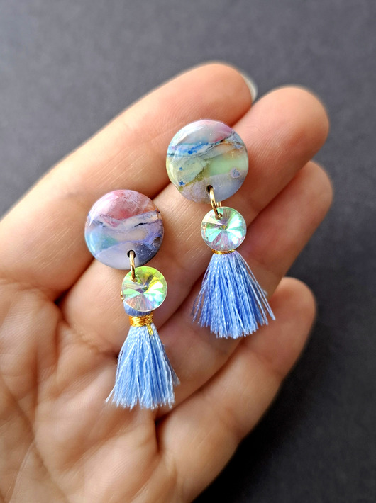 kolczyki z masy plastycznej Kolczyki mini błyski no2