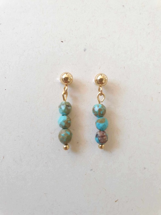 kolczyki z kamieniami Kolczyki minimalizm z turkusem