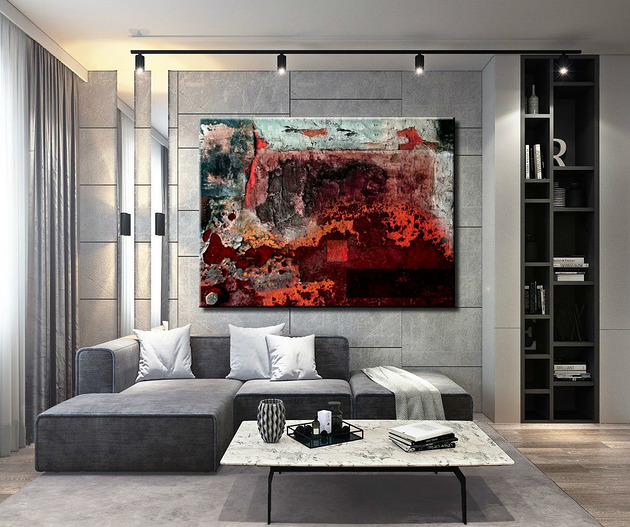 Strukturalna lawa - abstrakcyjne obrazy do salonu art and texture