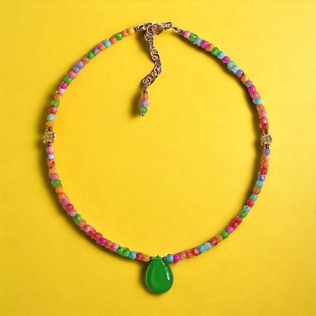 chokery Choker : summer collection : kolorowa muszla, jadeit