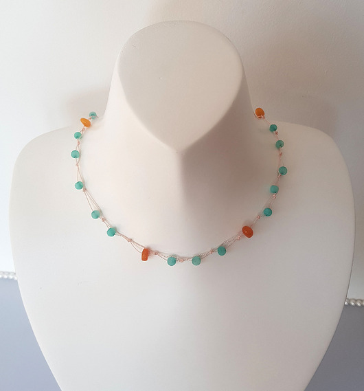 chokery Naszyjnik z Jadeitem i Bursztynem Lekkość Bytu