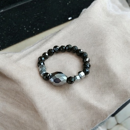 pierścionki elastyczne Pierścionek PREMIUM :: krzem, turmalin, hematyt - PIERŚCIONEK