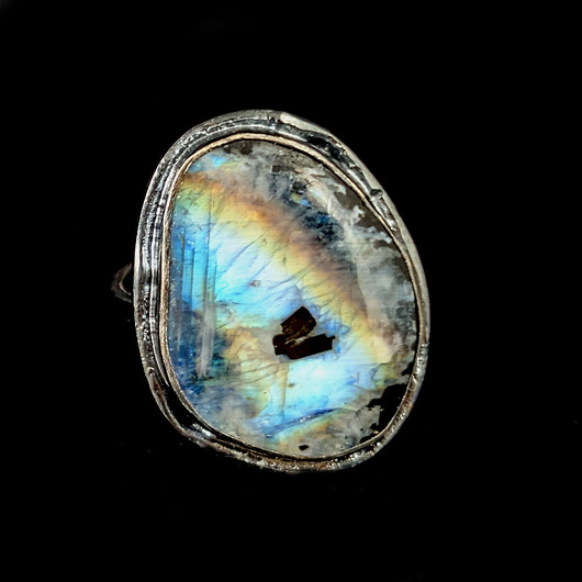 pierścionki srebrne Pierścionek księżyc i złota tęcza