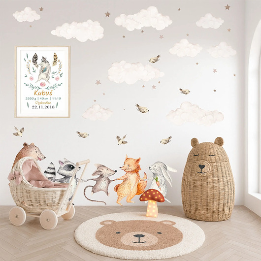 naklejki ścienne do pokoju dziecka Chmurki i gwiazdki 