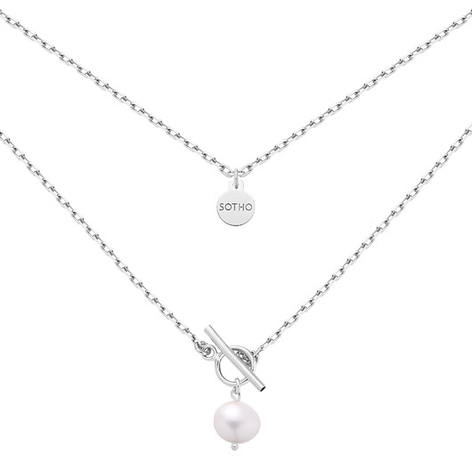 srebrne naszyjniki Srebrny masywny łańcuszek z naturalną perłą