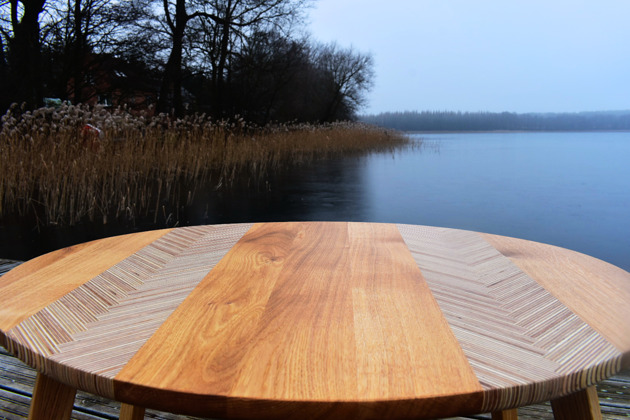 stoliki kawowe Stolik kawowy z mozaiką - Oval Vintage Oak