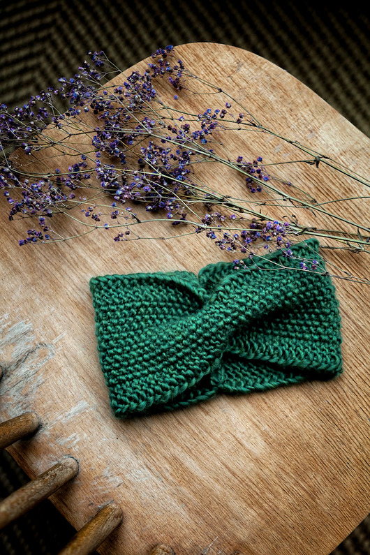 Zielona opaska z merynosa  Saige Green Holy Alpaca Knit